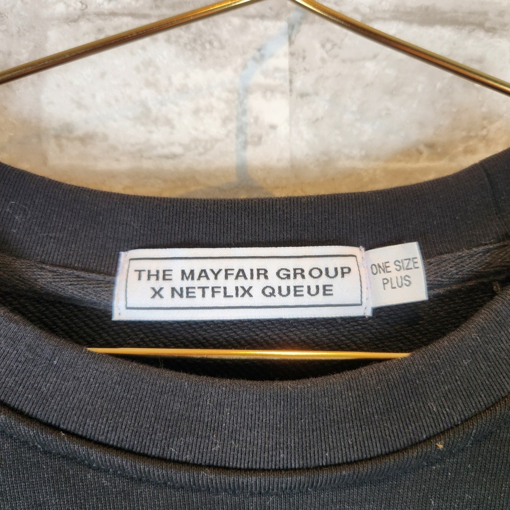 The Mayfair Group x Netflix Queue Sweatshirt Black Oversized Pullover One Size